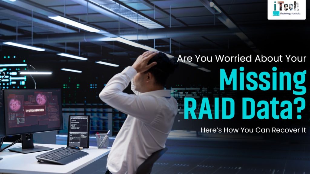 Man worried about missing RAID data in a high-tech data recovery center.
